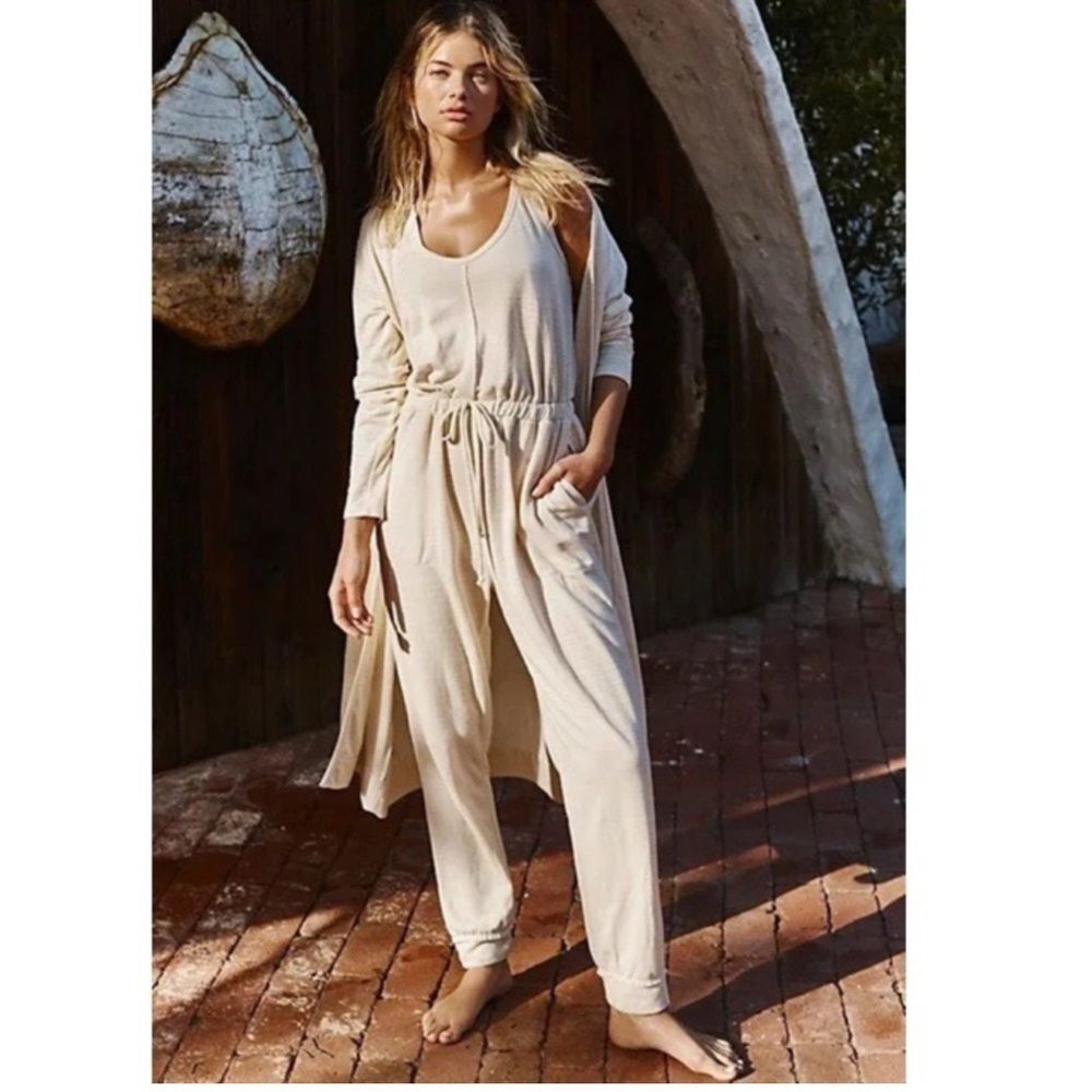 FREE PEOPLE Beach Bicoastal Jumpsuit in Cream size XS